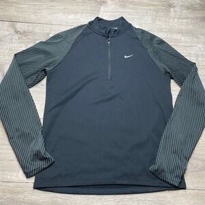 Nike Shirt Dri-FIT Running Mens Medium Black Polyester Half Zip Pullover IM6280
